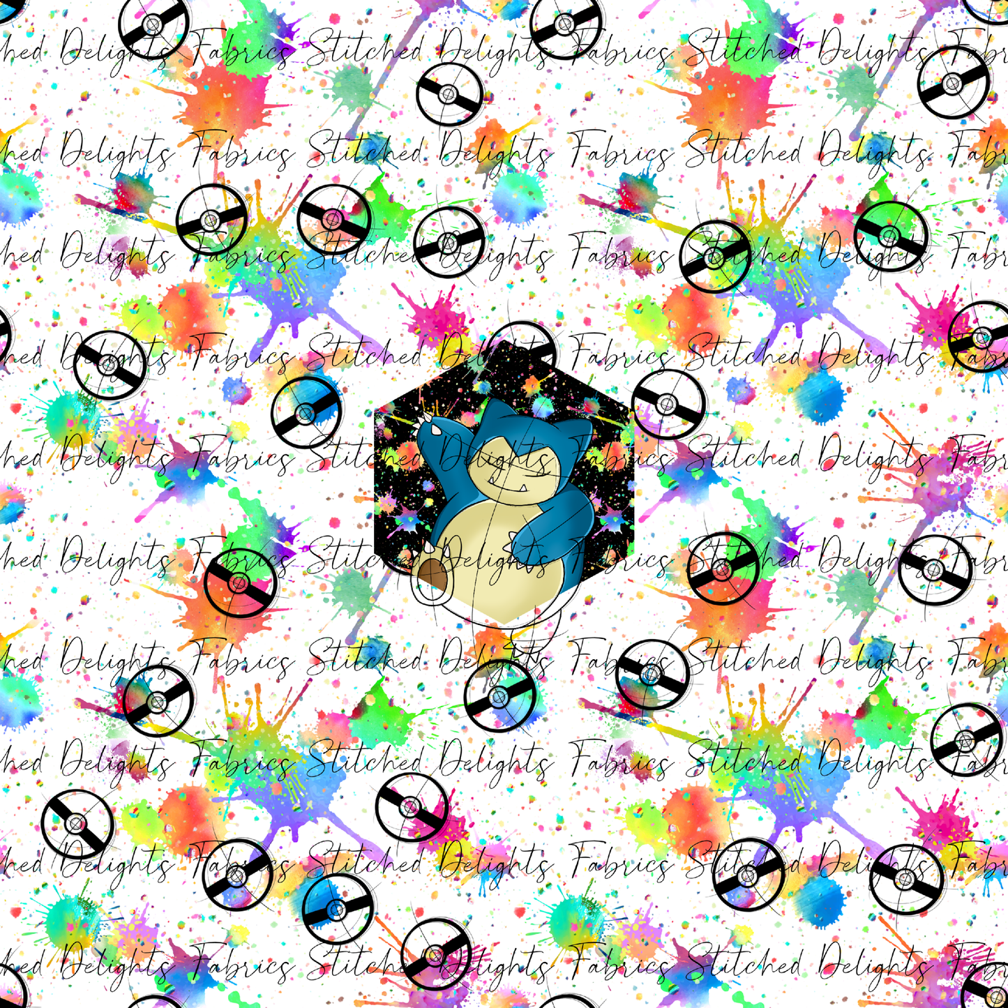 White Rainbow Splat Snorlax Panel