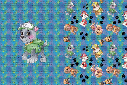 Watercolour Paw Patrol Rocky Blanket Panels