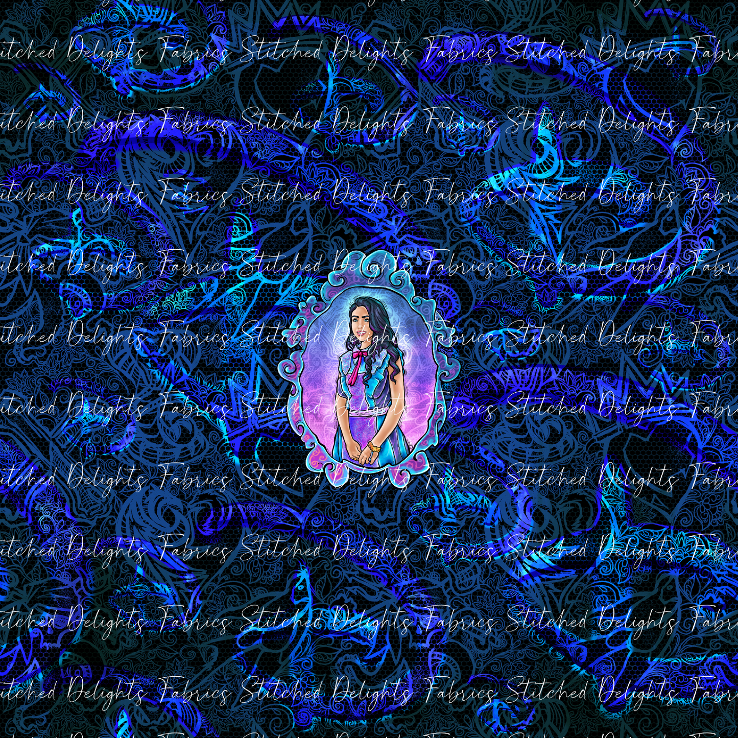 Descendants Neon Blue Jane Portrait Panel