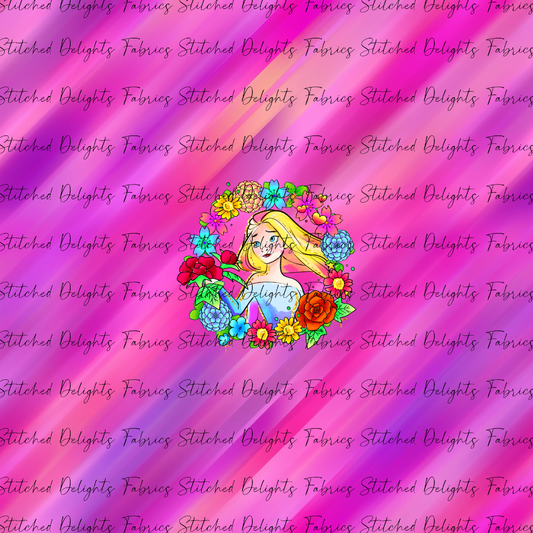 Princesses & Castles Elsa Floral Wreaths Pink Panel