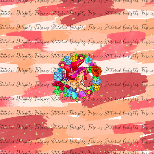 Princesses & Castles Ariel Floral Wreaths Orange Brushstrokes Panel