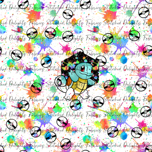 White Rainbow Splat Squirtle Panel