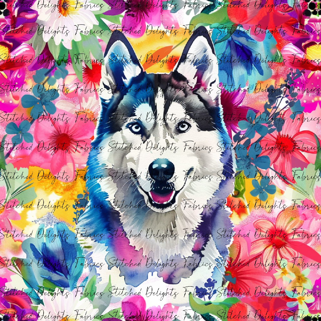 Floral Animals Husky