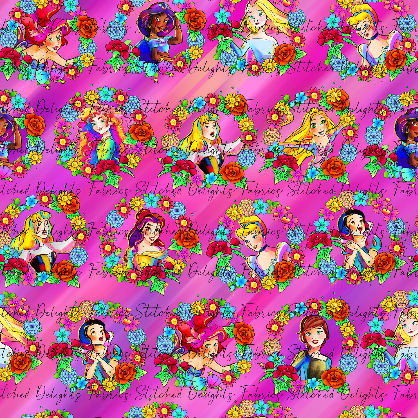 Princesses & Castles Floral Wreath Pink