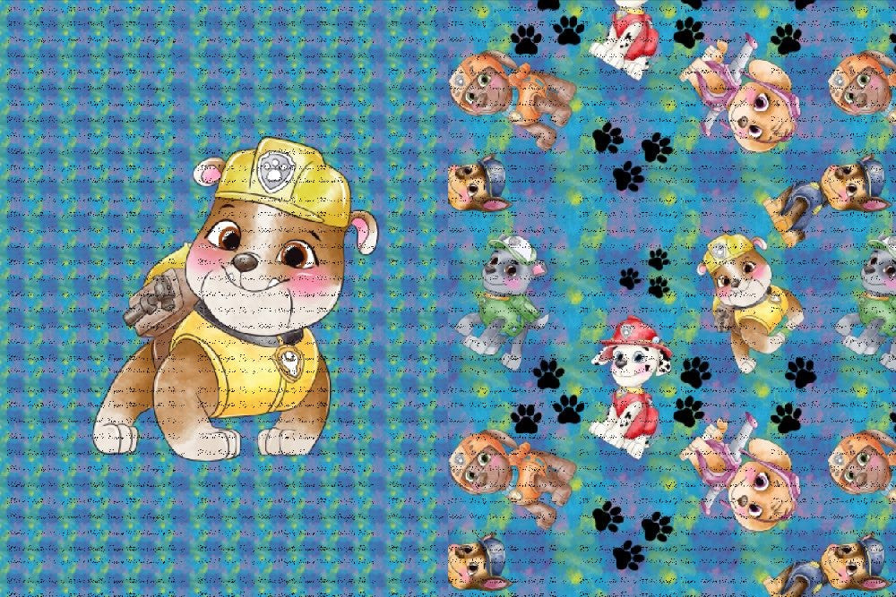 Watercolour Paw Patrol Rubble Blanket Panels