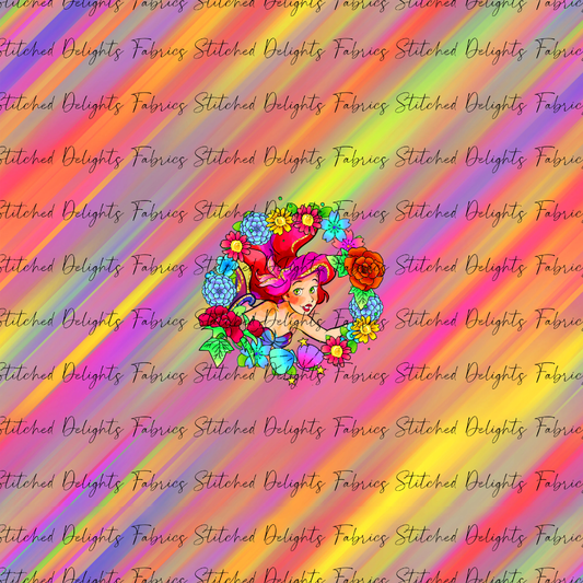 Princesses & Castles Ariel Floral Wreaths Orange Yellow Panel