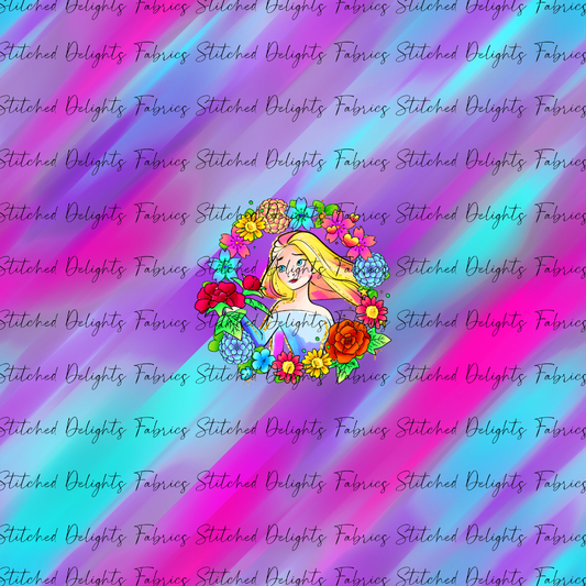 Princesses & Castles Elsa Floral Wreaths Pink Purple Panel