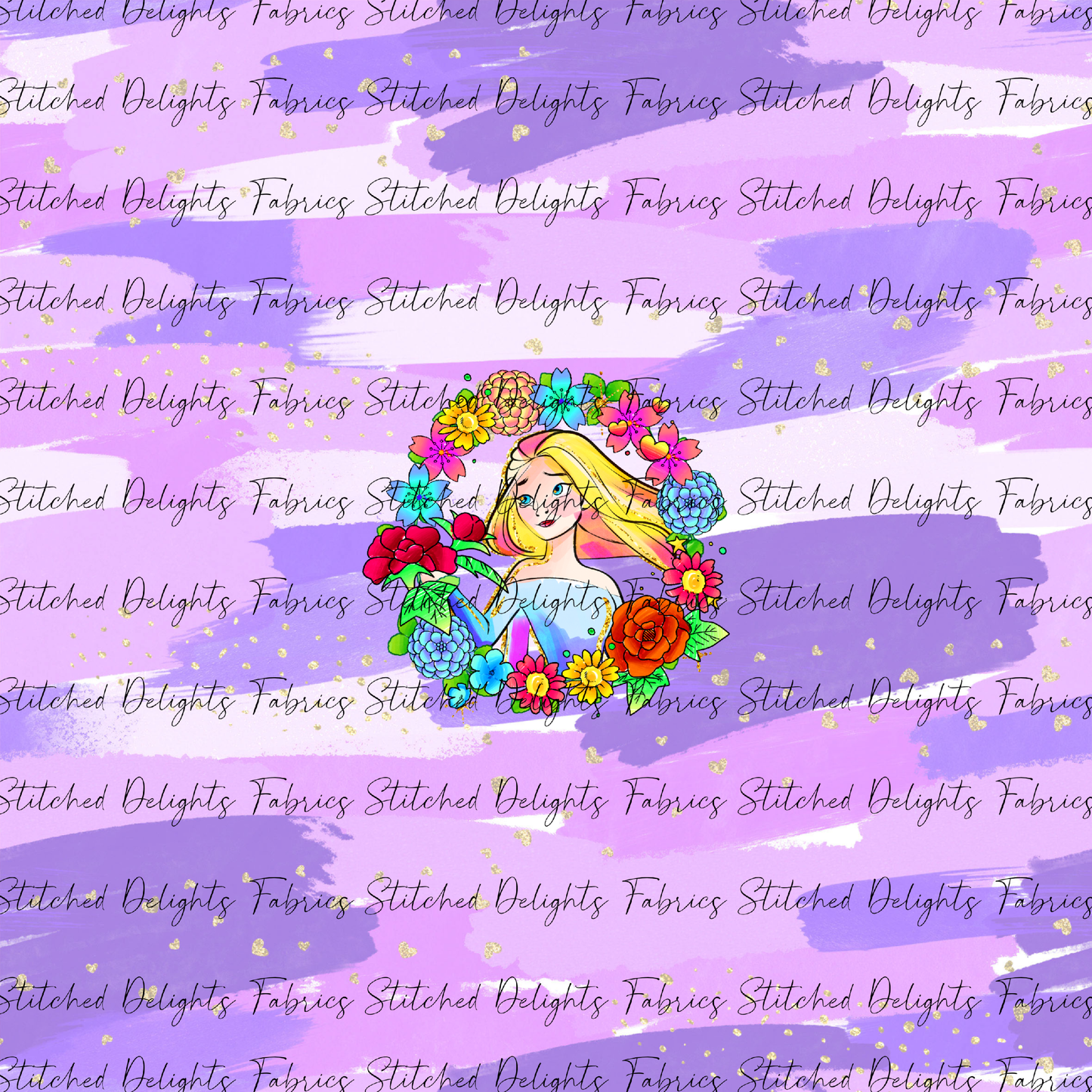 Princesses & Castles Elsa Floral Wreaths Purple Brushstokes Panel