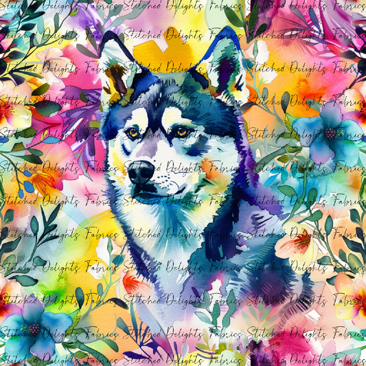 Floral Animals Husky 2