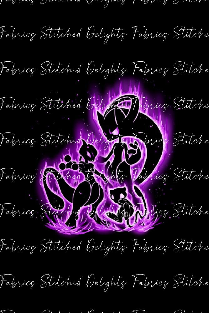 Poke Silhouettes Mew Evolutions Blanket Panels