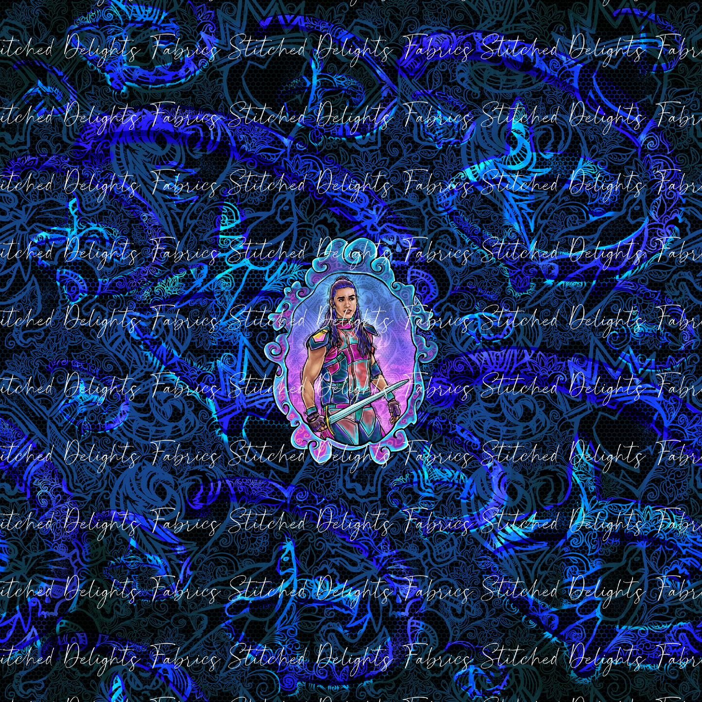 Descendants Neon Blue Jay Portrait Panel