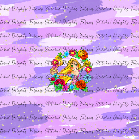 Princesses & Castles Rapunzel Floral Wreaths Purple Brushstrokes Panel