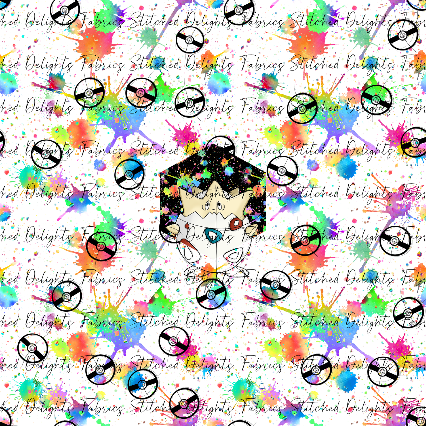White Rainbow Splat Togepi Panel