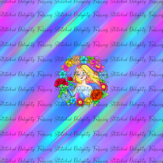 Princesses & Castles Elsa Floral Wreaths Purple Green Panel