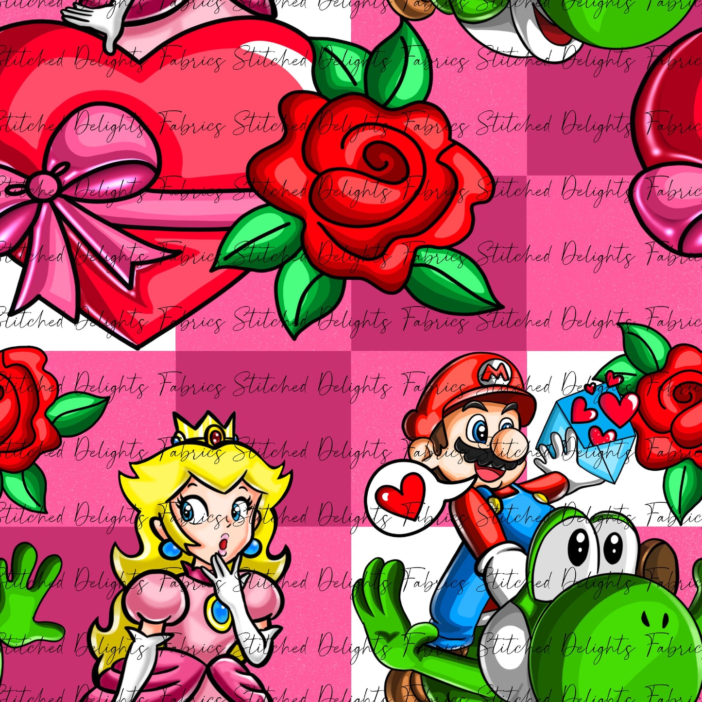 Peach & Mario Love Pink & Rose Checkers