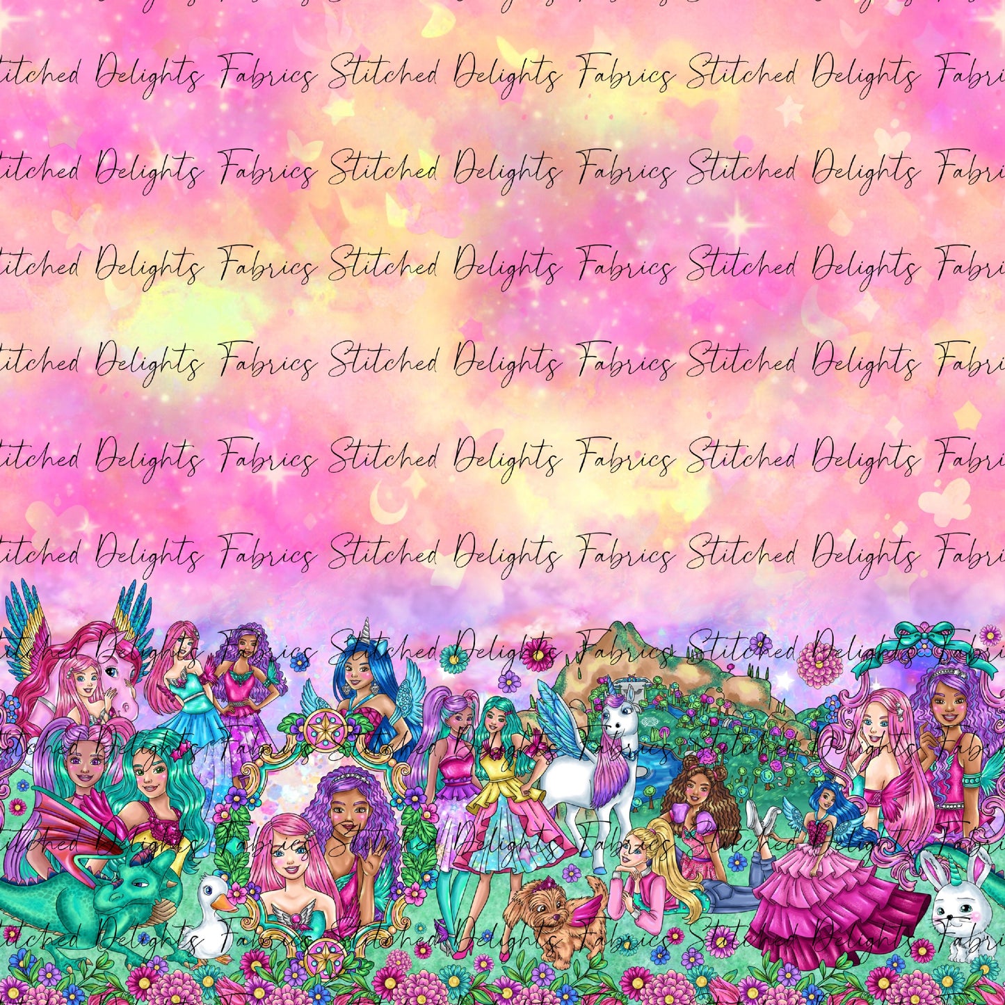 Barbie's Magical Touch Border Stacked Pink Sky