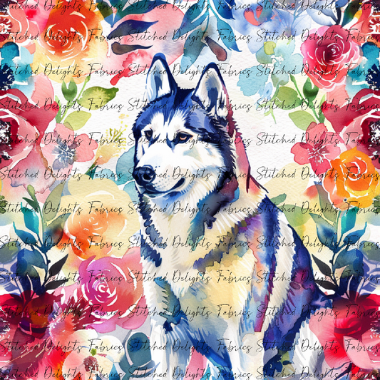 Floral Animals Husky 3