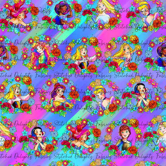 Princesses & Castles Floral Wreath Purple Green