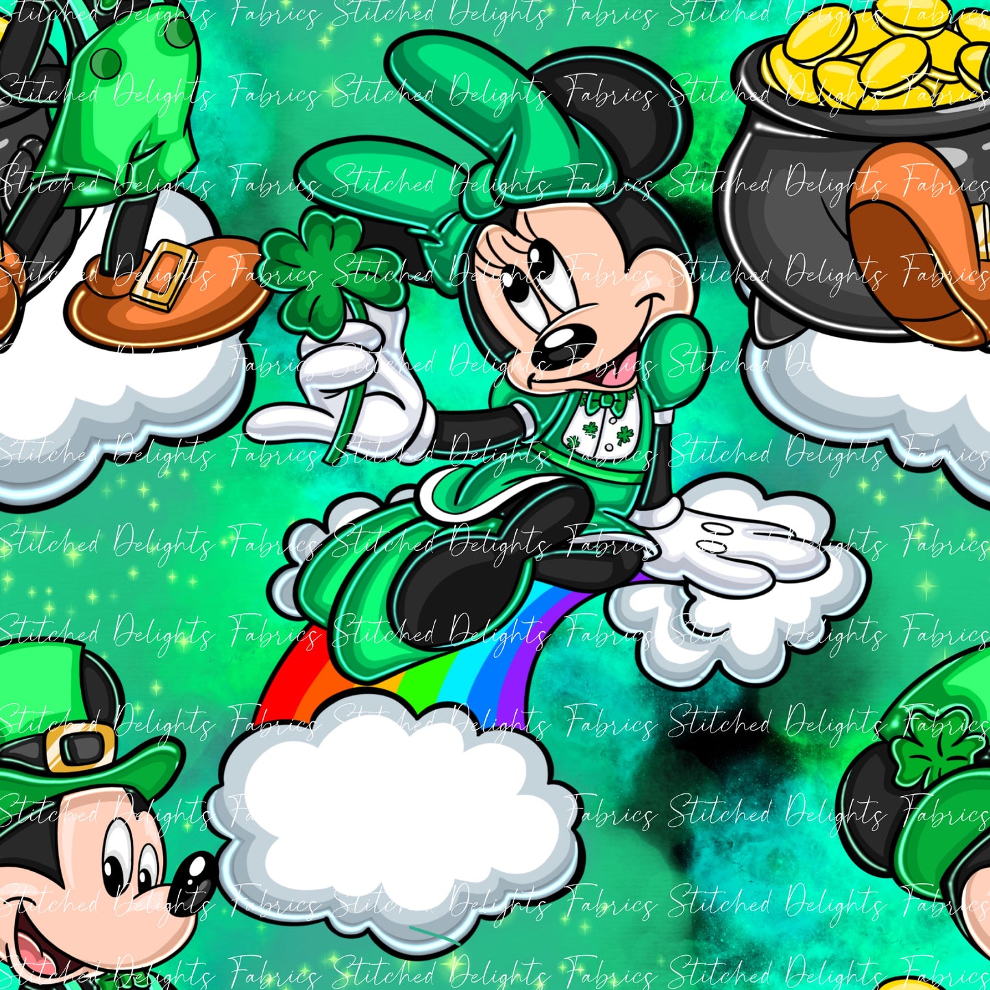 Minnie St Patricks Day Dark Green Splotches