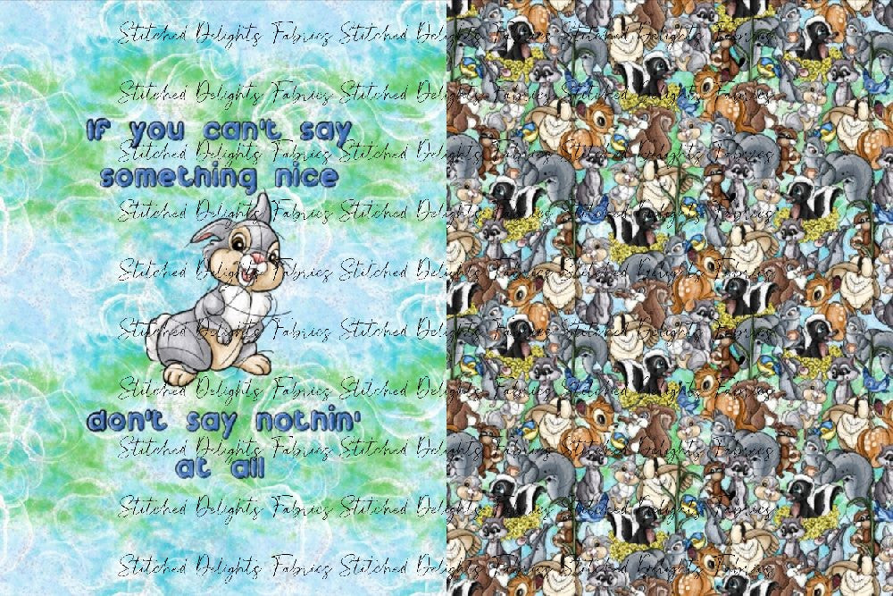 Forest Friends Thumper Blue & Green Blanket Panels