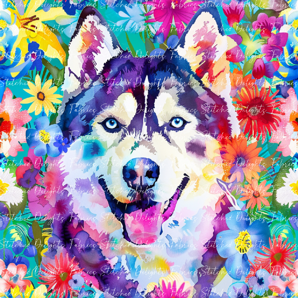 Floral Animals Husky 4