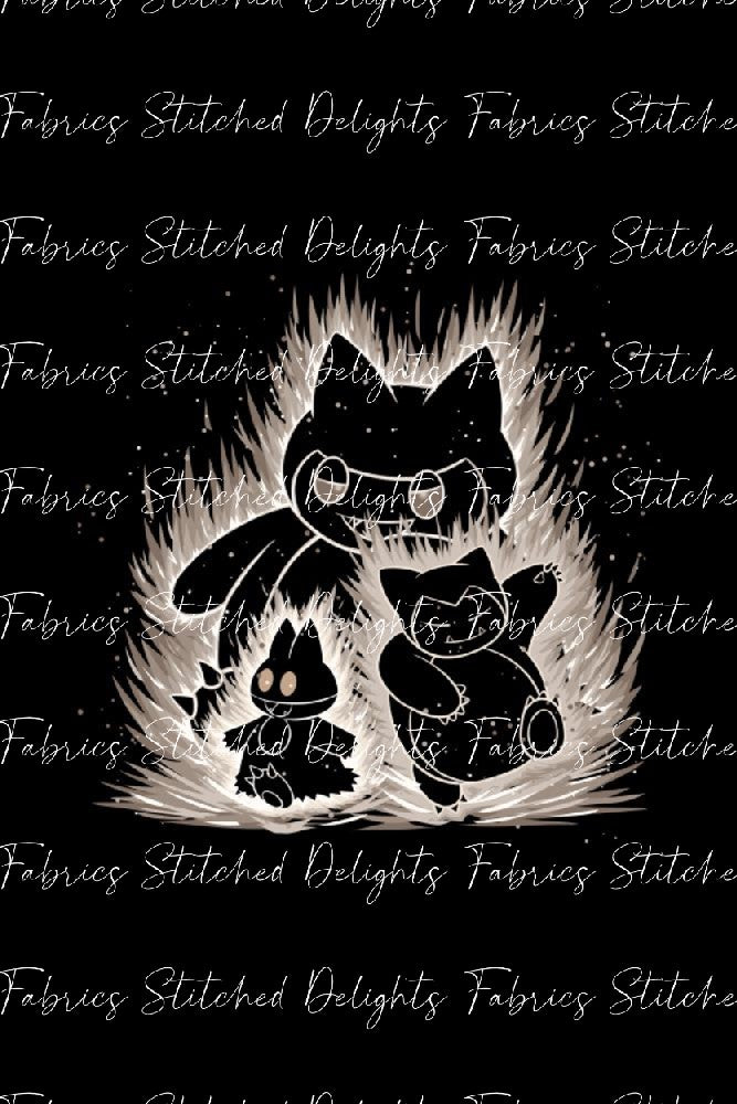 Poke Silhouettes Snorlax Evolutions Blanket Panels
