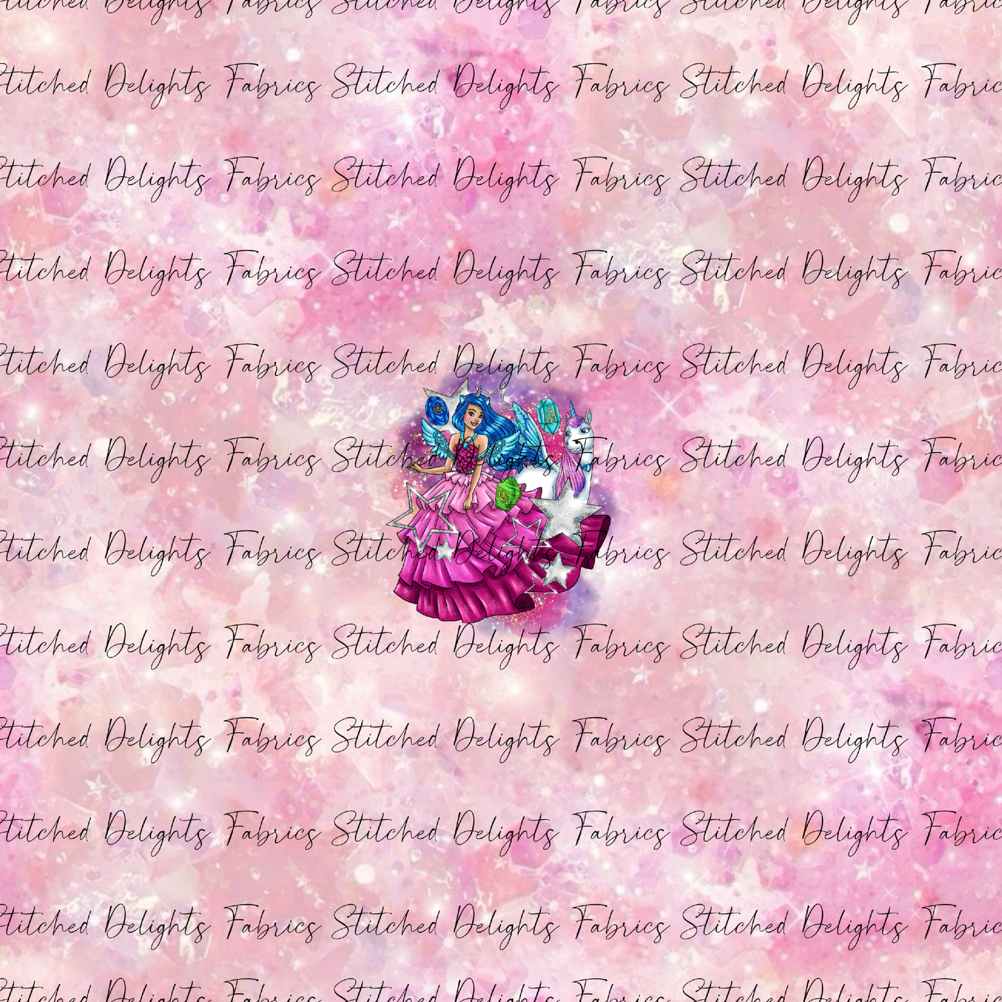 Barbie's Magical Touch Dreamtopia Pink Gold Sparkles Panel
