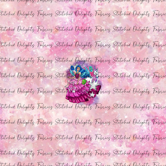 Barbie's Magical Touch Dreamtopia Pink Gold Sparkles Panel