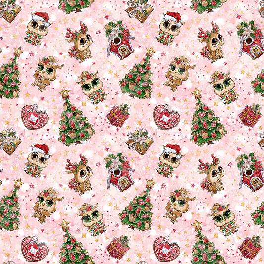 Christmas Owls Pink