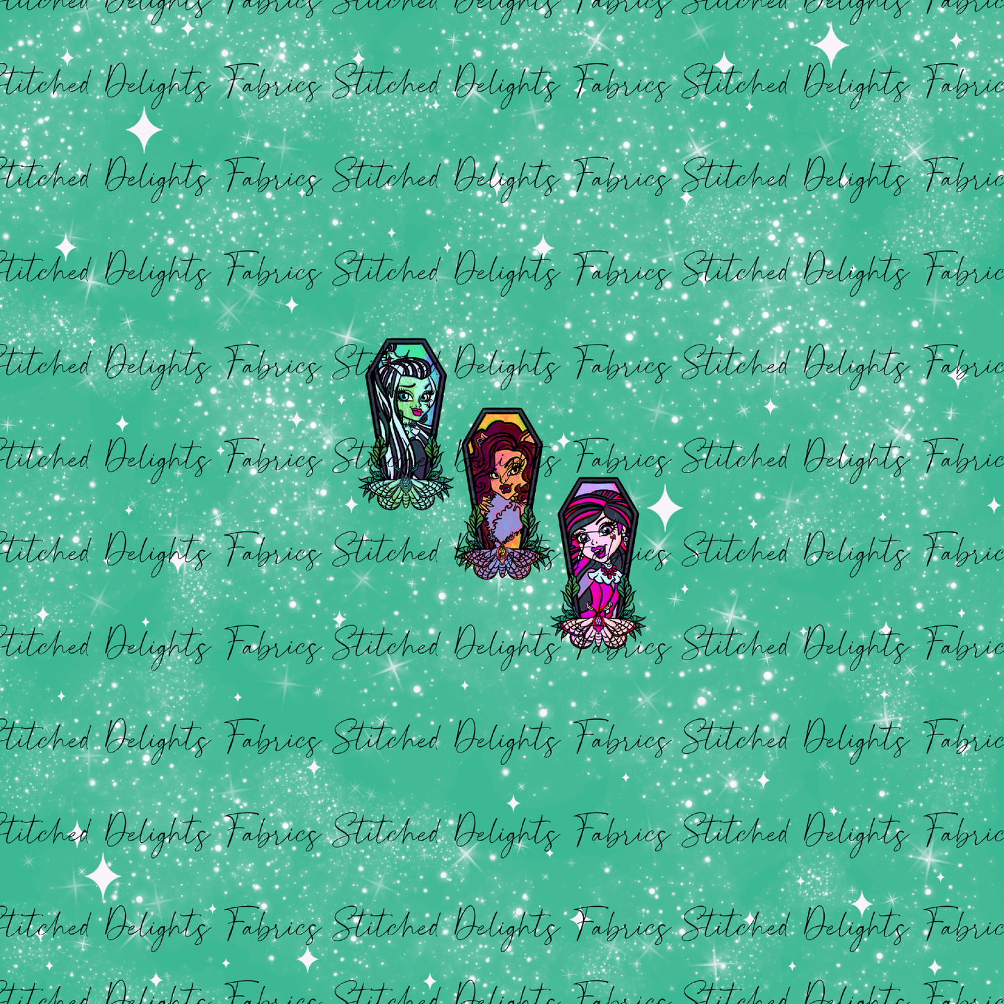 Monster High Coffins Group 1 Mint Shimmer Panel