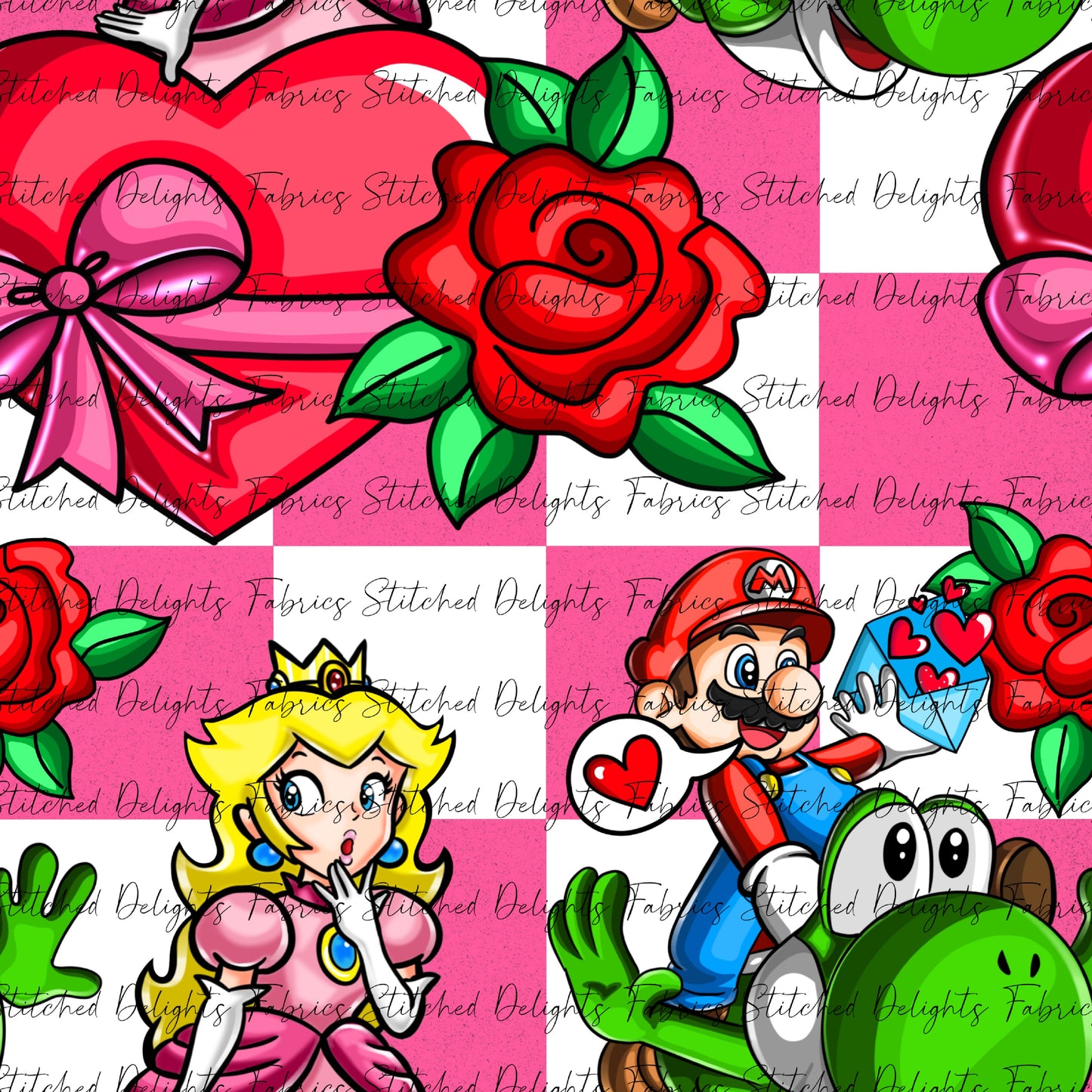 Peach & Mario Love Pink Checkers