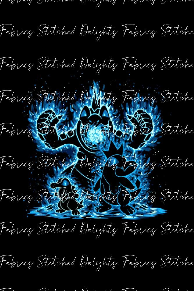 Poke Silhouettes Totodile Evolutions Blanket Panels