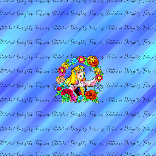Princesses & Castles Aurora Floral Wreaths Blue Panel