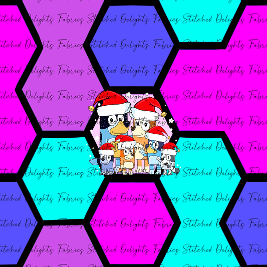 Christmas Heelers Hexagon Purple Panel