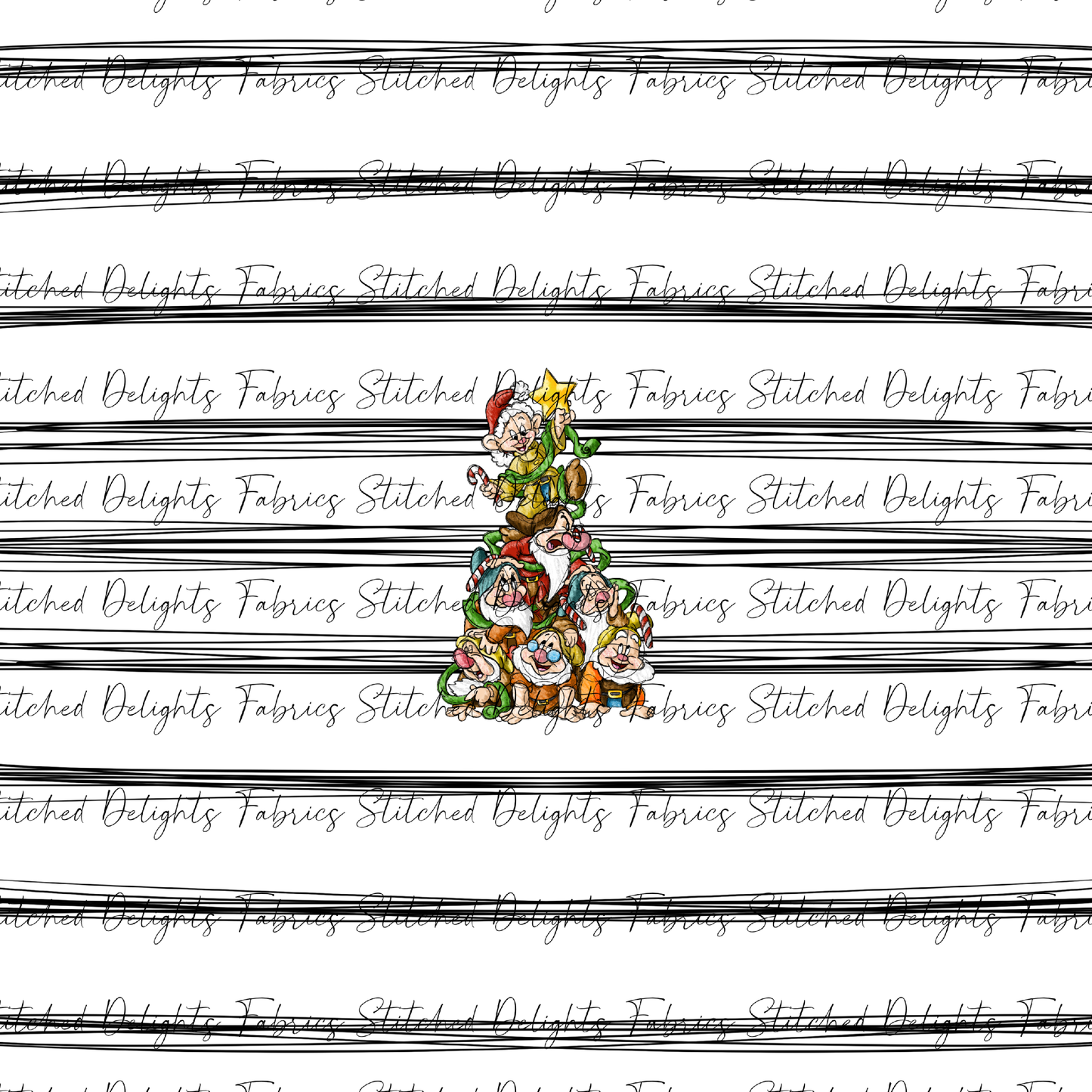 Sketchy Christmas Stripes Dwarves Panel