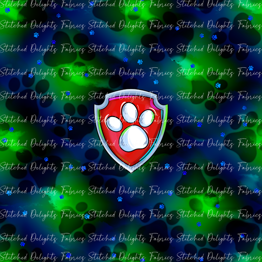 Mighty Pups Blue Green Team Badge Panel