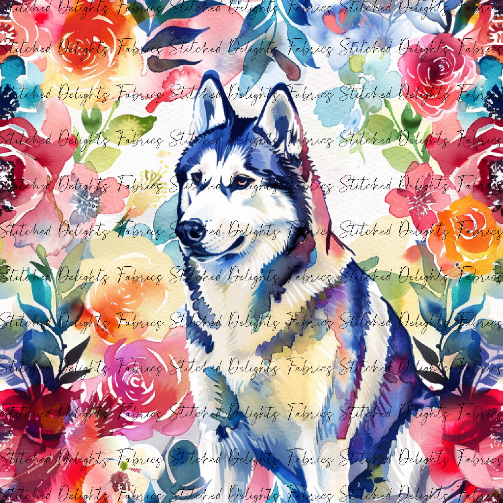 Floral Animals Husky 7