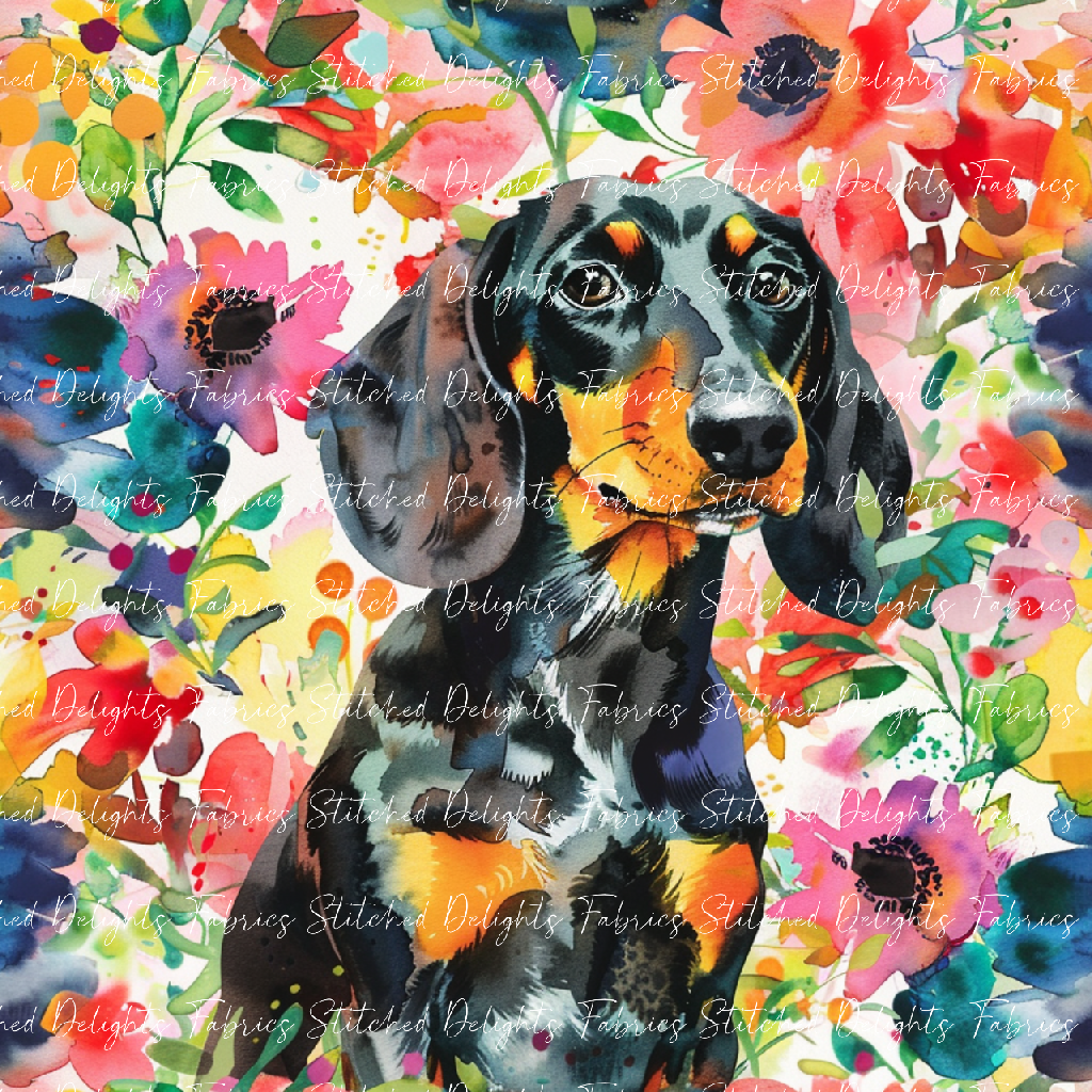 Floral Animals Dachshund