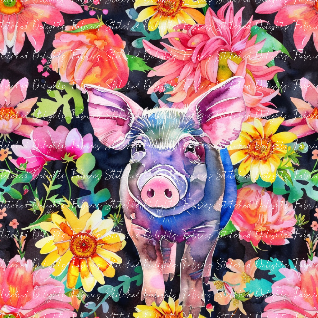 Floral Animals Pig 2