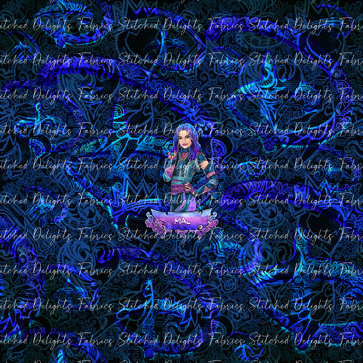 Descendants Neon Blue Mal Panel