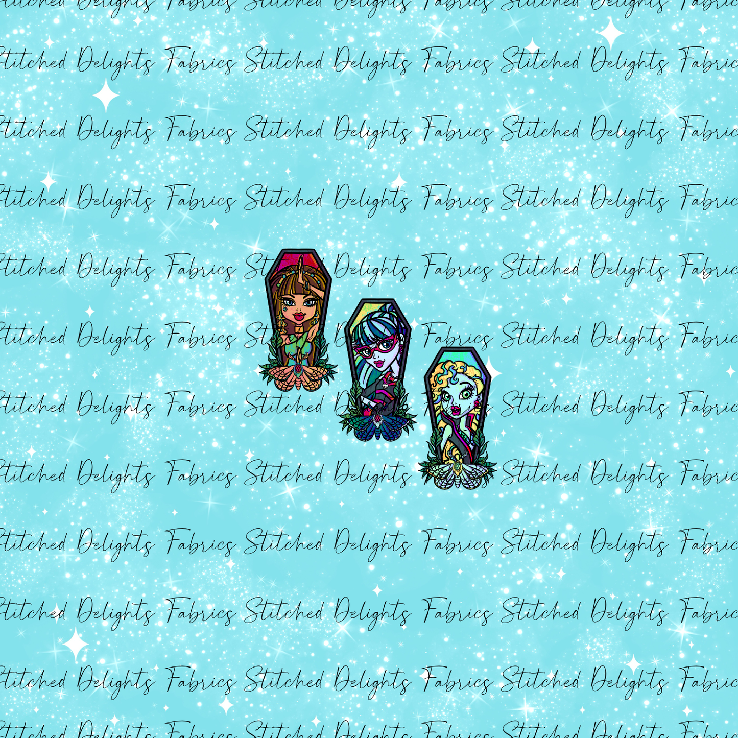 Monster High Coffins Group 2 Blue Shimmer Panel