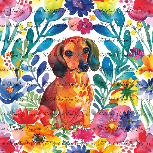 Floral Animals Dachshund 2