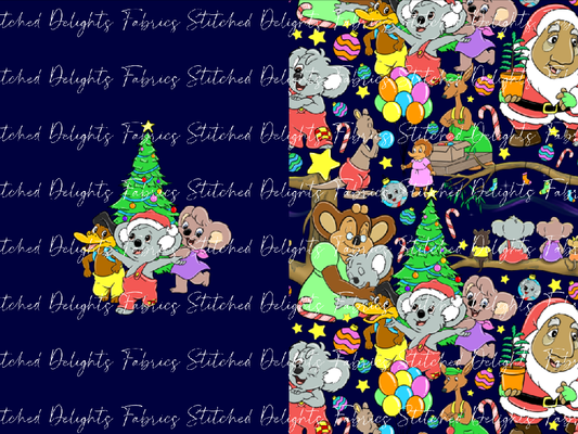 Blinky Xmas Tree Navy Santa Sack Panel