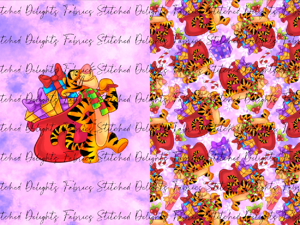Pooh's Winter Wonderland Tigger Pink Santa Sack Panel
