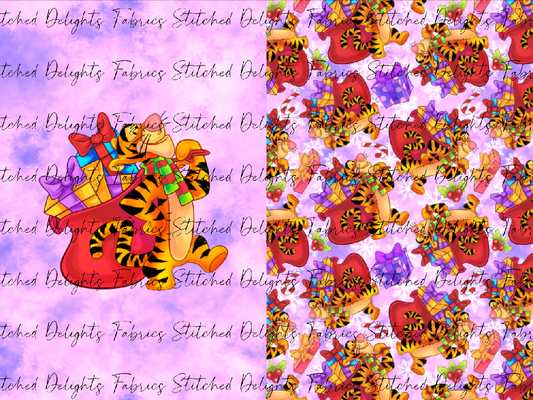 Pooh's Winter Wonderland Tigger Pink Santa Sack Panel