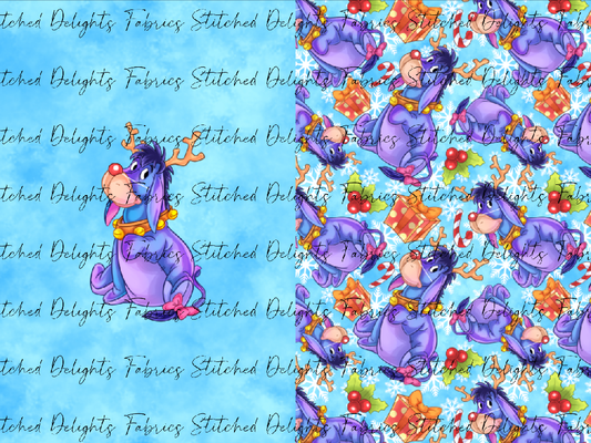 Pooh's Winter Wonderland Donkey Blue Santa Sack Panel
