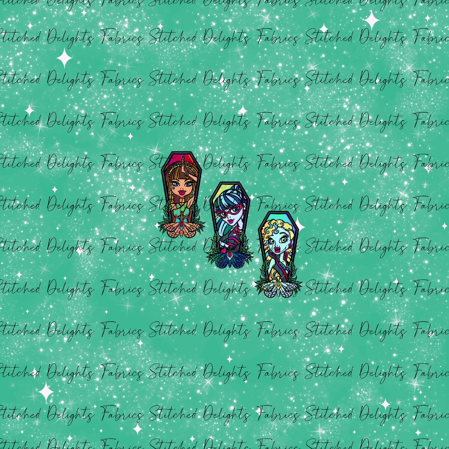 Monster High Coffins Group 2 Mint Shimmer Panel