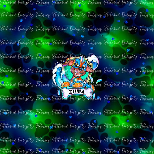 Mighty Pups Blue Green Zuma & Tag Panel