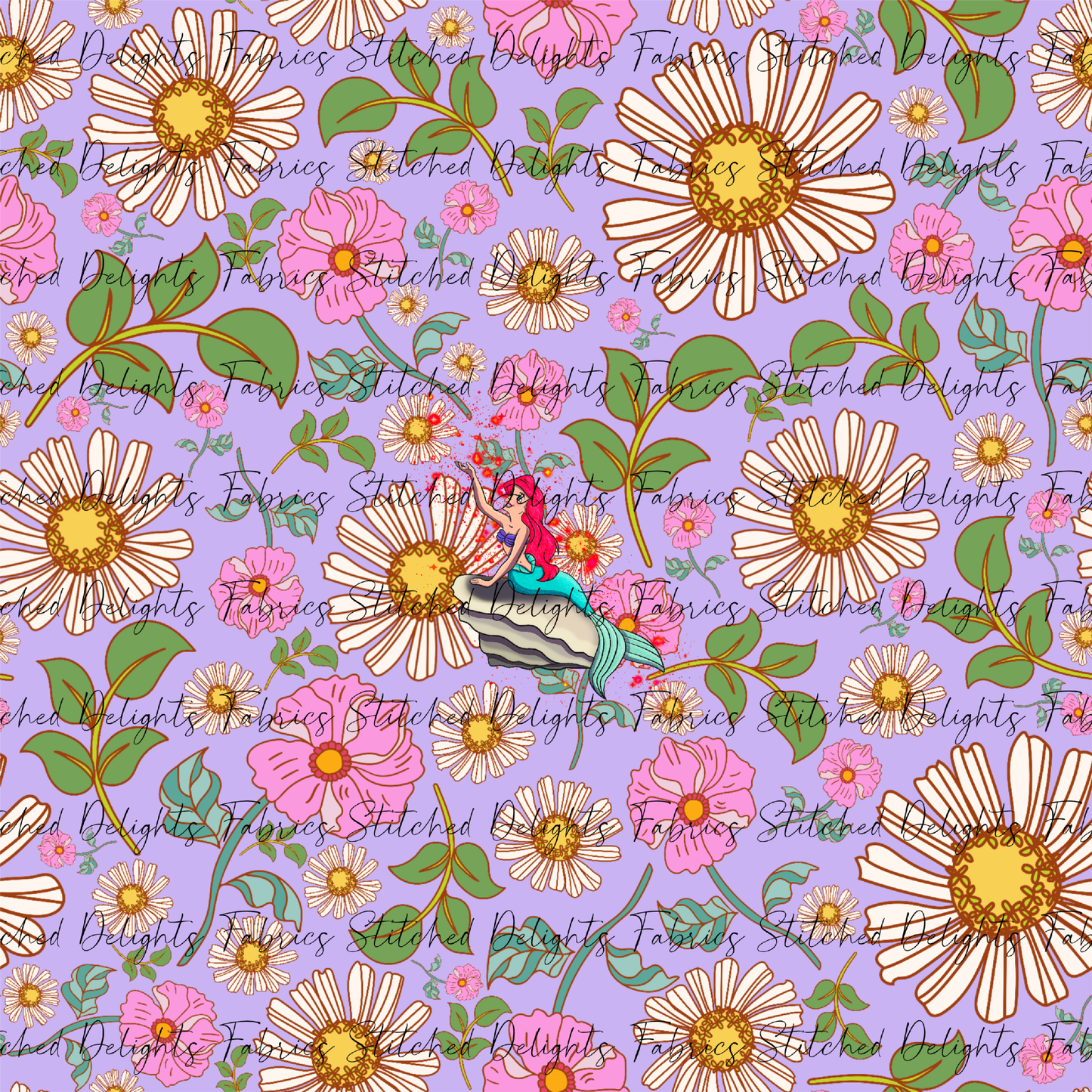 Poke Princess Purple Florals Ariel Panel