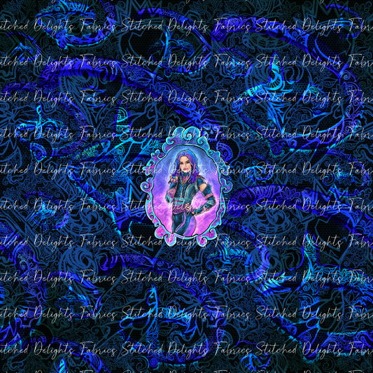 Descendants Neon Blue Mal Portrait Panel